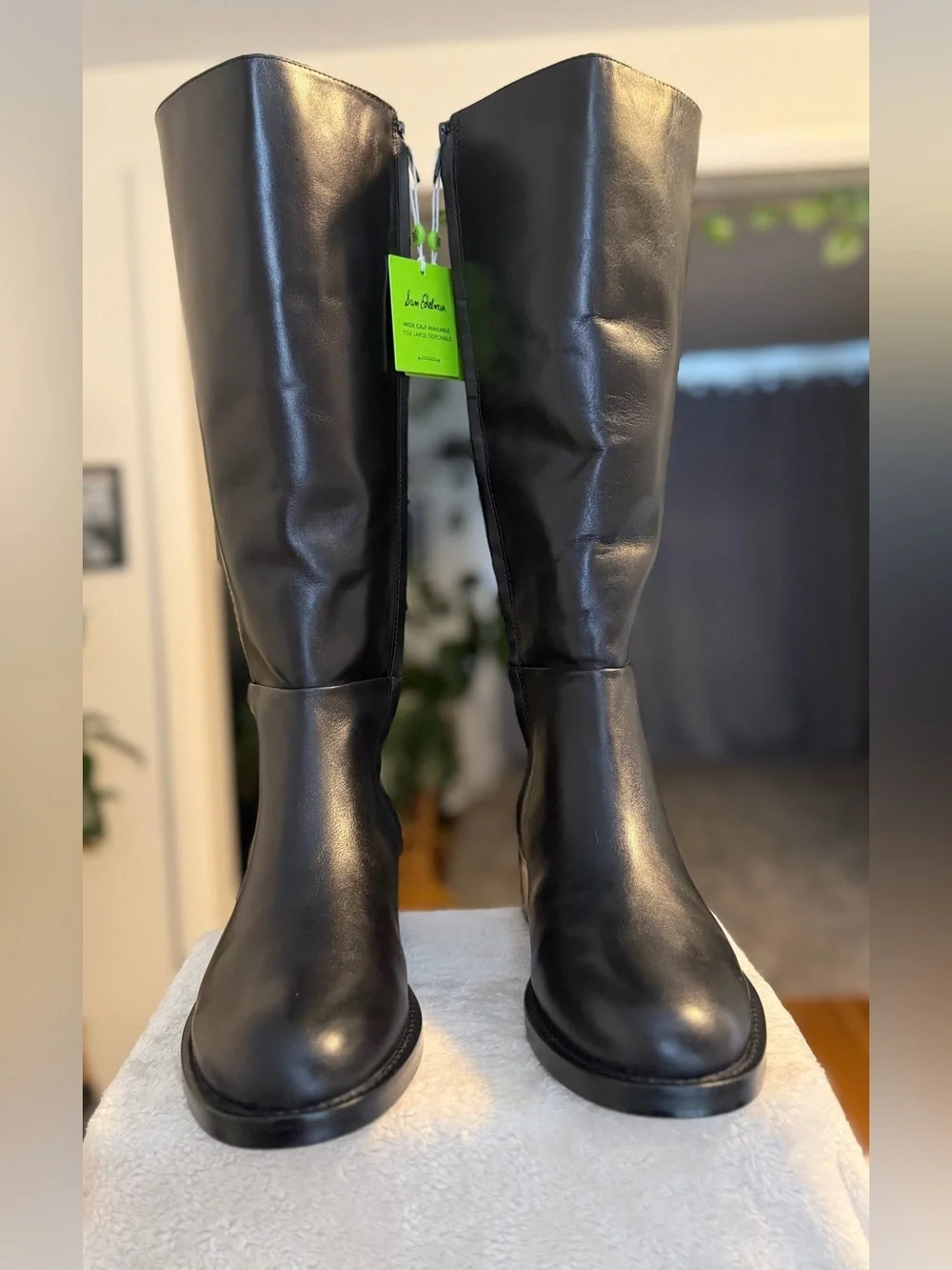 NEW Sam Edelman Milla Black Leather Knee High Boots 10M 41 Wide Calf